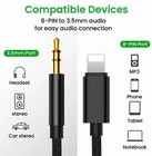 8 Pin To 3 5mm Aux Audio Car Adapter Cord For Iphone 14 13 12 11 8 X Xr Pro Lot