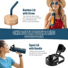 32oz Glass Water Bottle With Straw 2 Lids Leakproof Silicone Sleeve Time Marker