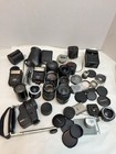 Vintage Camera Lens Lenses Lot Cases Flash Covers Caps And More Untested