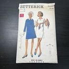 Vintage 1960s Butterick 5191 Mod A-line Dress   Coat Sewing Pattern 18 M l Cut