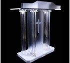 New Church Podium Acrylic Christian Lectern Presentation Pulpit With Cross Usa