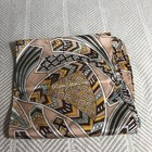 Vintage Polyester Rectangle Scarf Brown Blue Gold Tan Teal Pattern