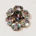 Vintage Schreiner Iris Glass Rhinestone Flower Button