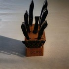 Cutco Studio 10-slot Oak Wood Knife Block  Black Handle 