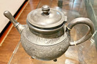 Antique Wilcox Co   Quadruple Plate  Silverplate Teapot Cherub Decor On Spout 