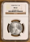 1950 R Italy 10 Lire - Slabbed And Professionally Graded By Ngc As Ms62
