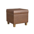 Homepop Square Faux Leather Ottoman Storage Tufted Living Room Brown