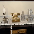 Vtg Deco-tel Rotary Dial Phone Gold Ornate Victorian Regency Style