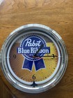 14 5  Pabst Blue Ribbon Beer Double Neon Wall Clock Bar Man Cave Pub Breweriana