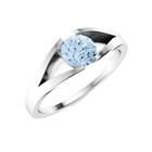 925 Silver Aquamarine Stone March Birth Solitaire Promise Ring Jewelry