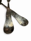 E b  Horn Coin Silver Pair Off Large Serving Spoons Circa Mid 1800s