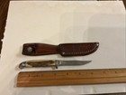 Vintage Queen Steel Bird   Fish 3    Fixed Blade Knife w original Sheath used