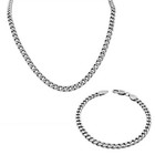 My Daily Styles Stainless Steel Classic Cuban Link Chain Necklace Bracelet Set