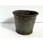 Antique Primitive Tin Cup Hand Painted Floral Rose Rusted Metal Pail
