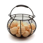 Rustic Wire Egg Basket With Swing Handle - Vintage Gathering Storage Decor