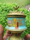 Antique 19th Century French Ormolu Hand-painted Porcelain   Brass Inkwell  5  