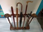 Vintage Wooden Cane Stand Holder Walking Stick Rack Entryway Display Holds