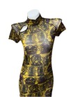 Vivienne Tam  Mustard   Purple Buddhist Print Mesh Dress
