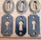 Vintage Antique Lot 10 Metal Brass Escutcheons Keyhole Covers