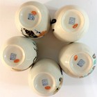 Wooden Box Saki Tea Cup Set Vtg Ceramic Porcelain Bonsai Floral Japan Blue Stamp