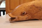 Hand Carved Wooden Japanese Koi Carp Fish Vintage Rustic 24  L X 7 h X 4  W