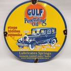 Gulf Penetrating Oil Porcelain Gasoline Service Station Sign