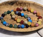 Lee Sands Set Of 2 Gemstone Stretch Stretchy Beaded Ball Bangle Wide Bracelets