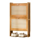 Bamboo 2 Drawer Shoe Cabinet Storage Rack Organiser Shelf Stand Holder Unit Sale