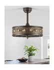 Chandelier Ceiling Fan With Light antique Bronze Caged Bladeless Enclosed Fan   