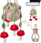 Crochet Hanging Plant Car  Red  Green  Mushroom 12ml Oil Diffuser Bottle Crochet