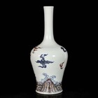 Kangxi Signed Old Chinese Blue white Underglaze Red Vase W dragon N3182