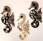 3 Vtg Lucite Seahorses Abalone Acrylic Wall Plaques Mid Century Modern Beach 10 