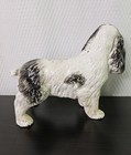 Cast Iron Handpainted Black  white Springer Spaniel Dog Bank 6  X 5 appx  Heavy