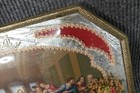 Vintage The Last Supper Metal Framed Convex Domed Glass Davinci Dried Flowers