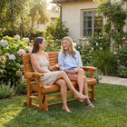 4 Ft Outdoor Wooden Patio Glider W cupholder  Heavy Duty 800 Lbs  2-seat