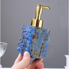 Lapis Lazuli Crystal Soap Dispenser Gold Pump Luxury Bathroom Kitchen Decor