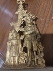 Antique Candlestick Pair Brass   Marble Peg  Legged Soldier  And Son