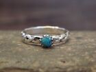 Navajo Indian Sterling Silver Round Turquoise Ring By Lonjose - Size 8 5