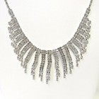 Silver Plated Clear Rhinestone Fancy Sparkle Necklace Set Wedding Prom  221