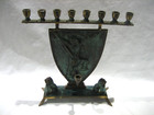 Rare Vintage Judah Maccabee Lion Of Judah Hanukkiah Menorah