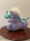 Dan Dee Vtg Purple Teal green Sitting Dragon dinosaur Plush Stuffed Animal