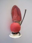 Red Hand Painted Father Christmas Little Antique 1 3 4  Figurine Round Wood Ball