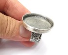 Round Antique Silver Ring Blank Setting  Cabochon Mounting Adjustable Resin Ring