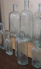 Vtg Antique Lot Of 10 Glass Bottle Medical Apothecary Cork Top Baxter s Bitters