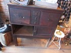 Antique Oak Card Catalog 4 Drawer Library Apothecary Cabinet Wood Brass File Box