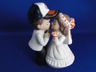New Chicago Bears Kissing Bride   Groom Wedding Cake Top Figurine With Cap