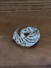 Vintage 1950s Swirl Brooch Pin Navy Enamel Mid Century Silver Rhinestone