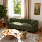 Curved Sofa 87  Green Boucle 3-seat  Modern Furniture  Living Room Essentials