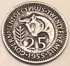 1955          Cyprus 25 Mils Coin - Combined Shipping