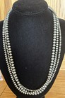 Sterling Silver Satin Finish Three-strand Navajo Pearls 24-inch Necklace